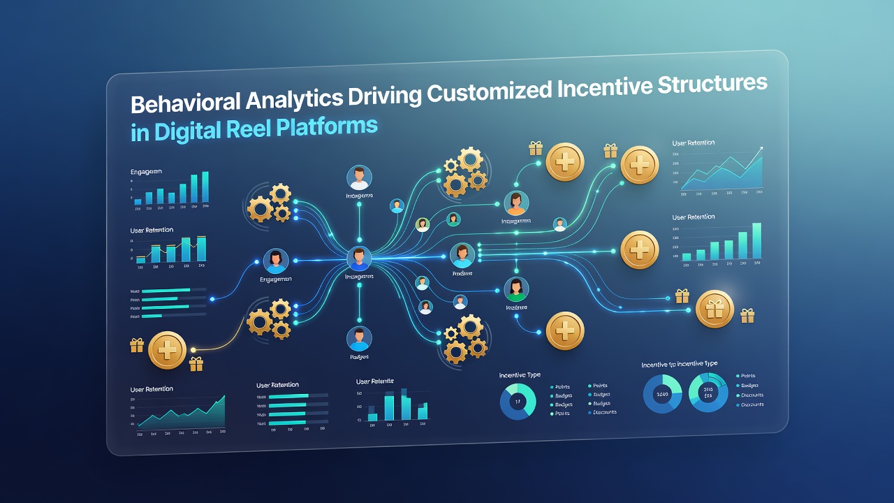 Data visualization showing behavioral patterns in digital reel platforms with player engagement metrics and incentive mapping charts