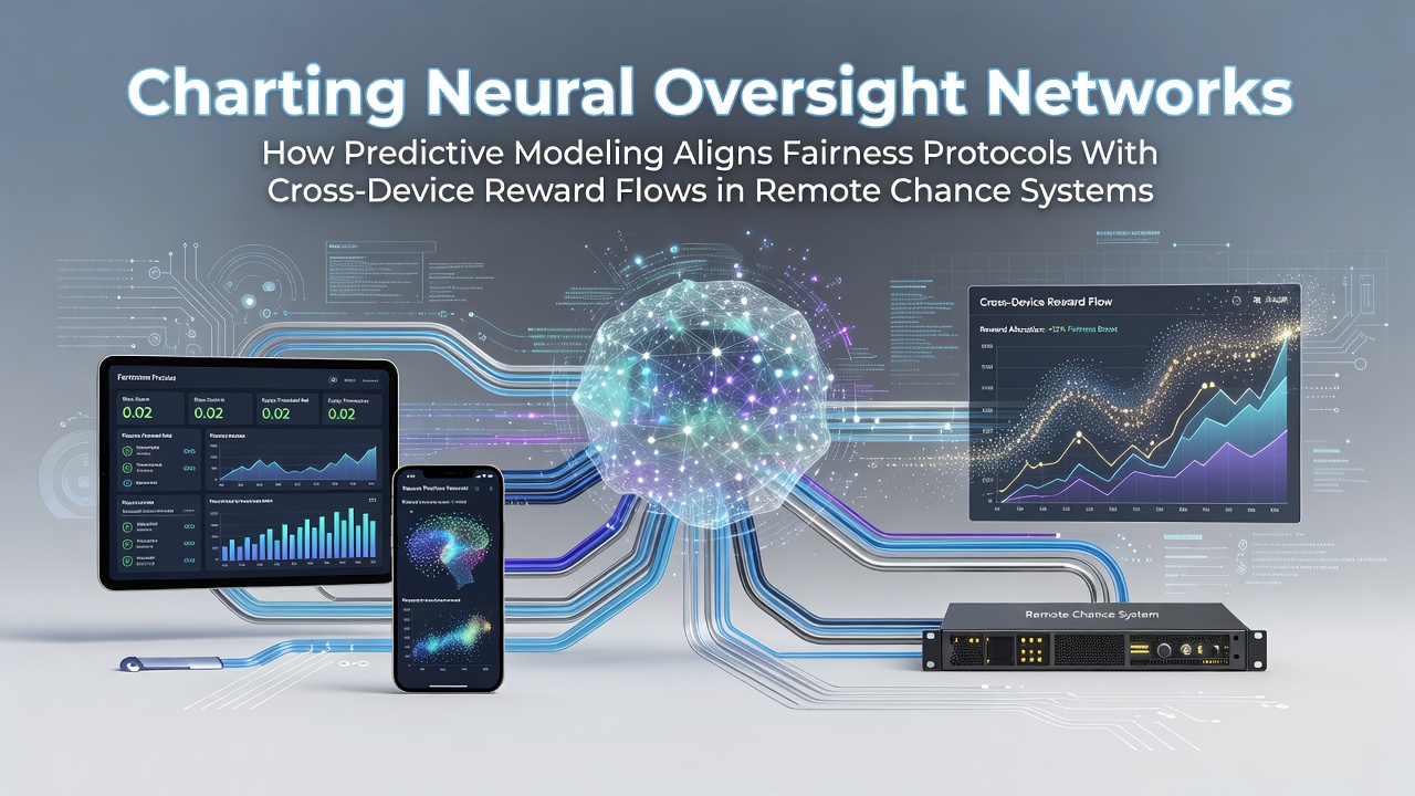 Neural network visualization showing interconnected nodes monitoring remote gaming systems and reward distribution pathways