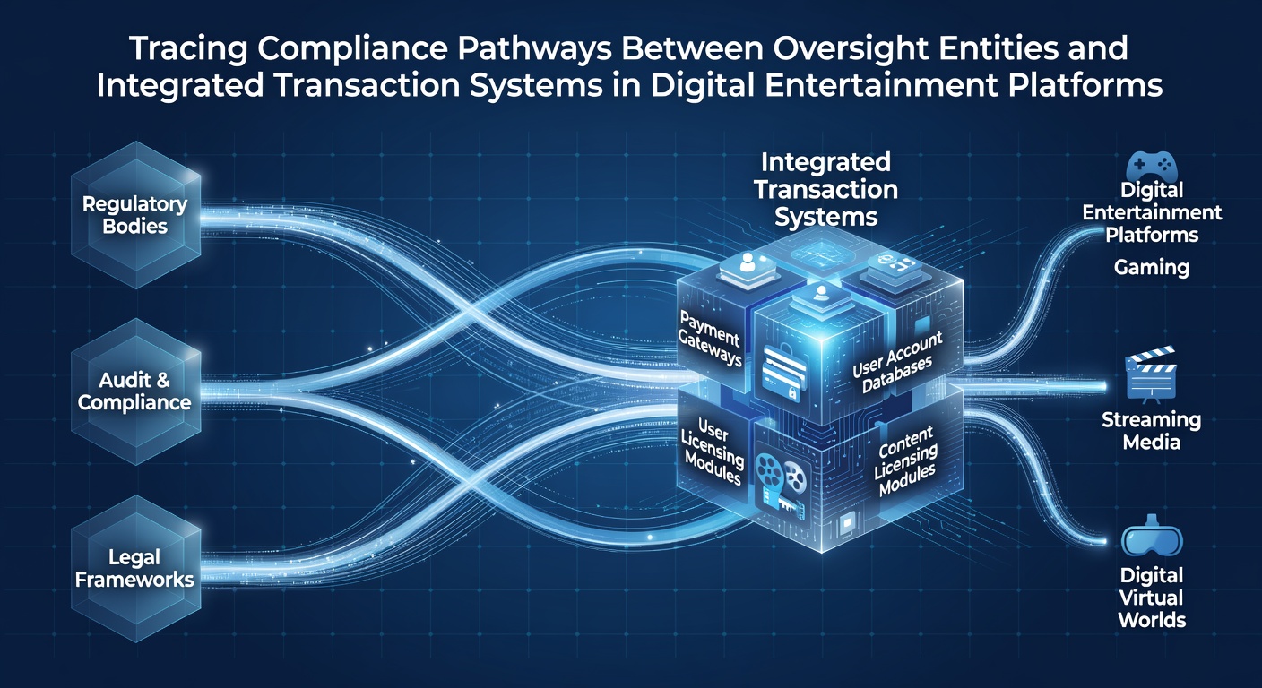 Illustration of compliance pathways connecting regulatory oversight with digital transaction systems in entertainment platforms