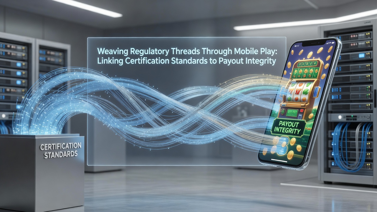 Regulatory dashboard displaying linked certification data and real-time payout verification across mobile slot and table game environments